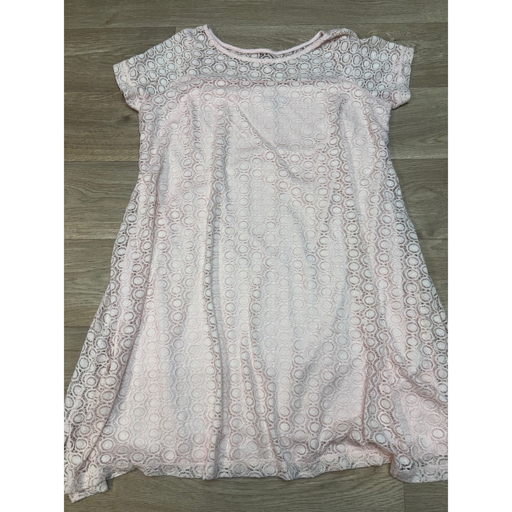 Lane Bryant Pink Lace Short Sleeve Shift Dress Womens 14/16 Blush Circle Lace